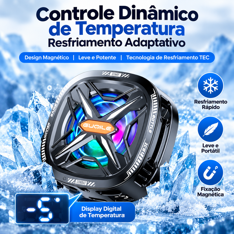 Cooler Magnético para Celular FS05 com RGB, 3 Velocidades e Display de Temperatura | Lar & Beauty
