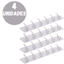 NOVO - Faixa Gancho De Parede Com 6 Suportes Transparente Adesivo Multiuso