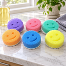 Esponja Sorriso 2 em 1 Espuma + Manta Abrasiva - Lava Louça - Não Risca - Multiuso Cozinha Bucha Carinha Feliz Colorida