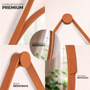 NOVO - Espelho Redondo Decorativo Adnet Alça Couro Suporte 60cm Sala Quarto Banheiro