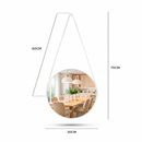 NOVO - Espelho Redondo Decorativo Adnet Alça Couro Suporte 60cm Sala Quarto Banheiro