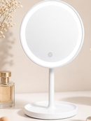 NOVO - Espelho LED de Mesa Touch Recarregável USB para Maquiagem com Base Porta Objetos e 3 cores de luz