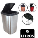 NOVO - Lixeira Cesto Metalizado 09 Litros Com Tampa Click Label Vermelho Rose Gold Banheiro Cozinha