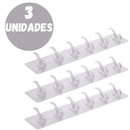 NOVO - Faixa Gancho De Parede Com 6 Suportes Transparente Adesivo Multiuso